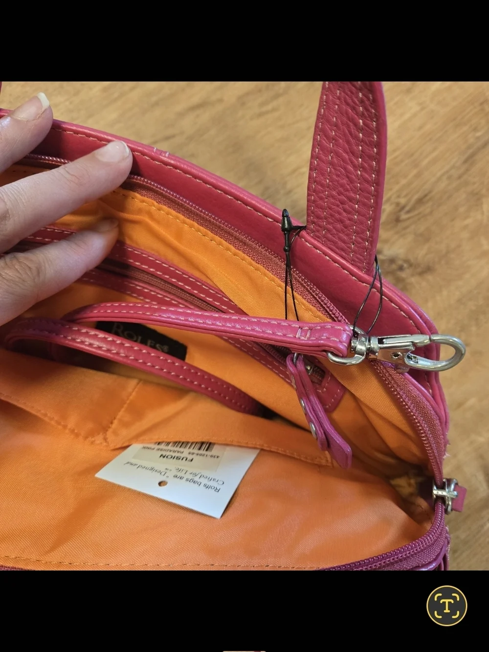 NWOT Rolfs Pink Shoulder Bag Cross Body Strap Genuine Leather